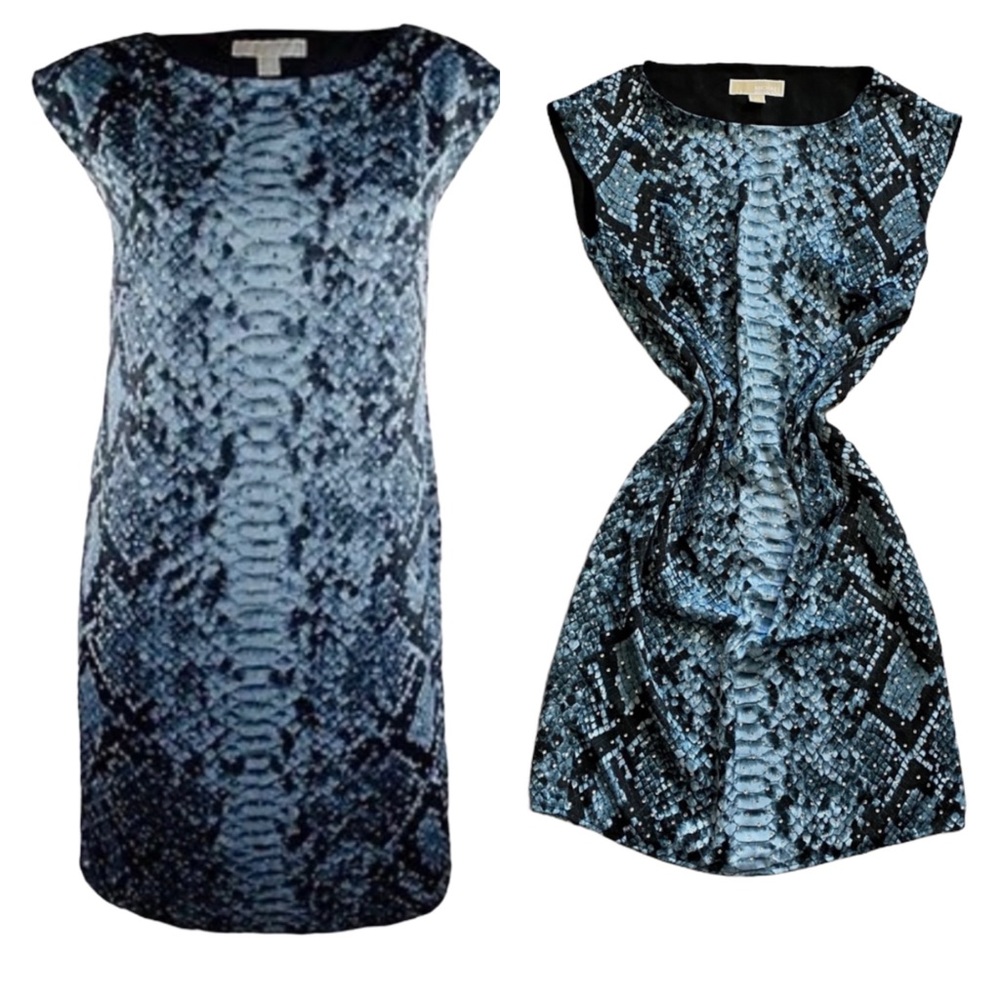 Michael Kors Blue Snakeskin Print Diamond Dress